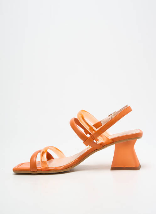 Sandales/nu pieds tissage satiné talon de 4 à 6cm orange LODI LOVE femme