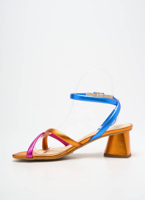 Sandales/nu pieds matière lisse talon de 4 à 6cm orange LODI LOVE femme