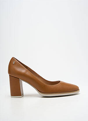 Escarpins tissage satiné talon de 7 à 9cm marron GADEA femme