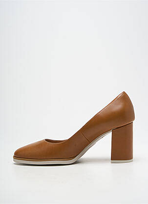 Escarpins tissage satiné talon de 7 à 9cm marron GADEA femme