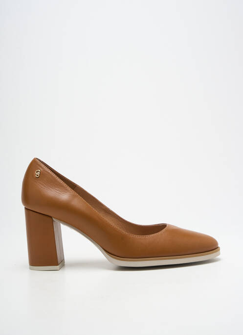 Escarpins tissage satiné talon de 7 à 9cm marron GADEA femme