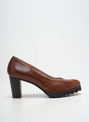 Escarpins tissage satiné talon de 7 à 9cm marron GADEA femme