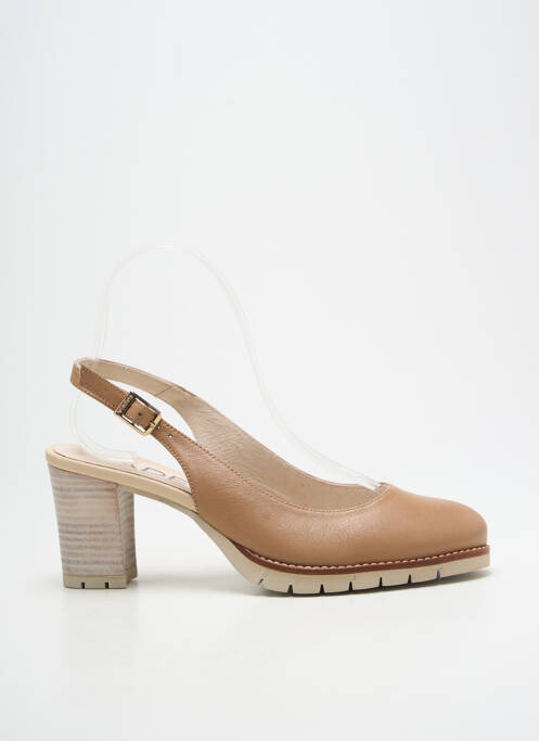 Escarpins tissage satiné talon de 7 à 9cm marron GADEA femme