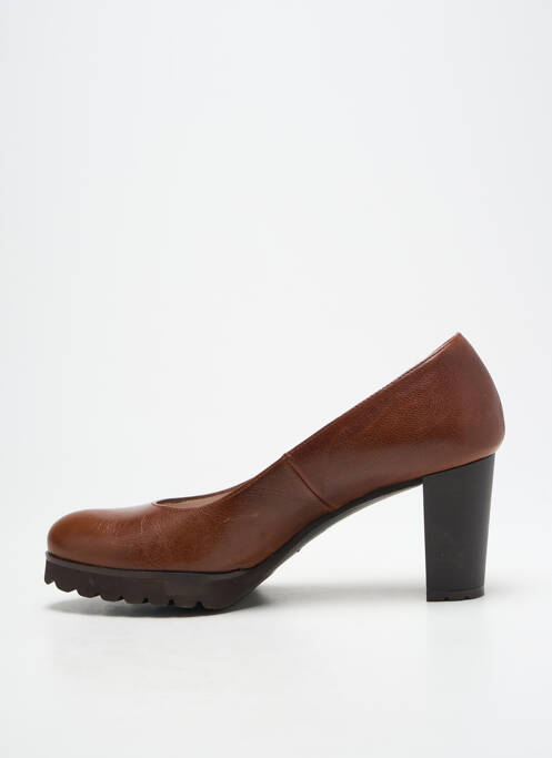 Escarpins tissage satiné talon de 7 à 9cm marron GADEA femme