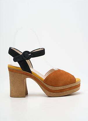 Sandales/nu pieds semi compensé talon de 7 à 9cm orange GADEA femme