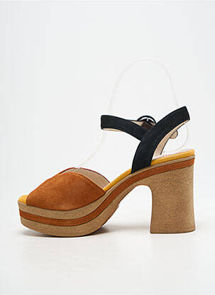 Sandales/nu pieds semi compensé talon de 7 à 9cm orange GADEA femme