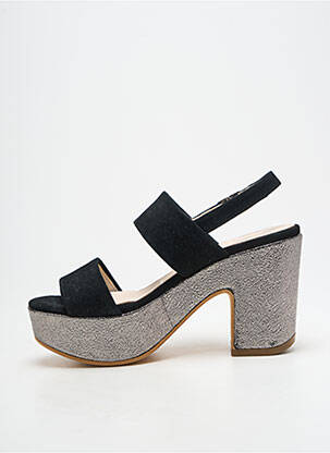 Sandales/nu pieds semi compensé talon de 7 à 9cm noir GADEA femme