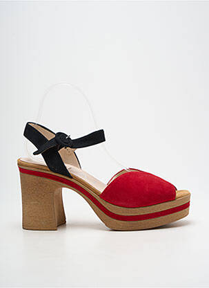 Sandales/nu pieds semi compensé talon de 7 à 9cm rouge GADEA femme