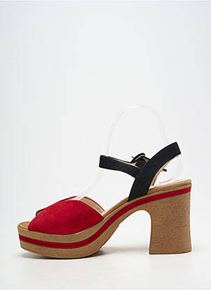 Sandales/nu pieds semi compensé talon de 7 à 9cm rouge GADEA femme