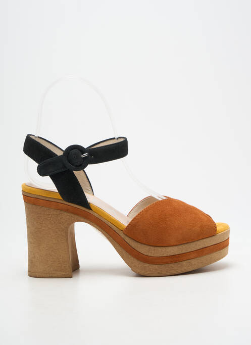 Sandales/nu pieds semi compensé talon de 7 à 9cm orange GADEA femme