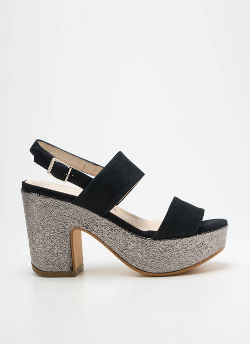 Sandales/nu pieds semi compensé talon de 7 à 9cm noir GADEA femme
