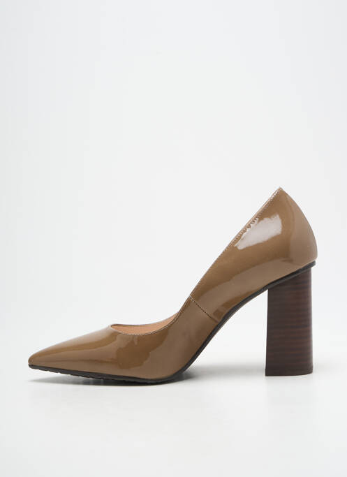 Escarpins matière lisse talon de 7 à 9cm marron LODI femme