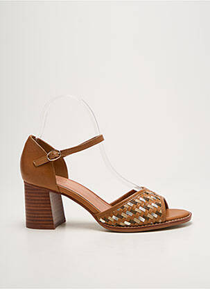 Sandales/nu pieds matière lisse talon de 4 à 6cm marron EMILIE KARSTON femme