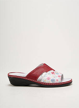 Mules/sabots matière lisse talon de 4 à 6cm rouge SUAVE femme