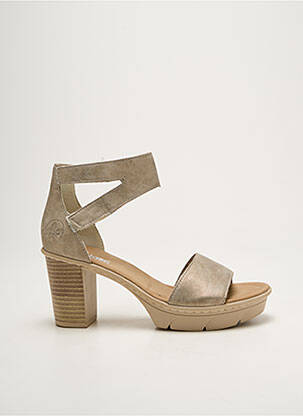 Sandales/nu pieds matière lisse talon de 7 à 9cm or RIEKER femme