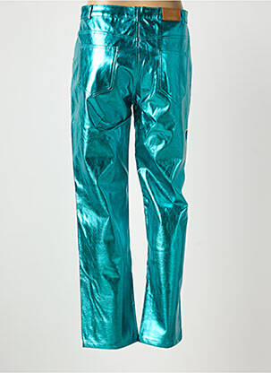 Pantalon droit fermeture zippée sous rabat boutonné taille normale bleu MEISÏE femme