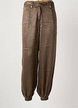 Pantalon droit fermeture zippée sous rabat boutonné taille normale marron MEISÏE femme