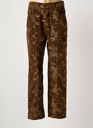 Pantalon droit fermeture zippée sous rabat boutonné taille normale marron MEISÏE femme