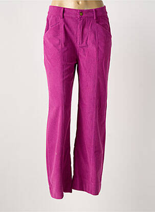 Pantalon droit fermeture zippée sous rabat boutonné taille normale rose MEISÏE femme