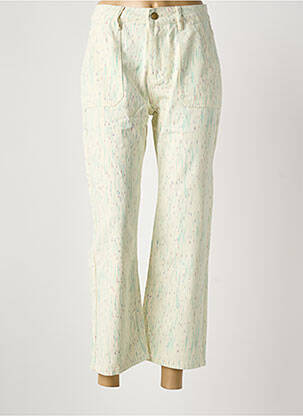 Pantalon 7/8 fermeture zippée sous rabat boutonné taille normale beige MEISÏE femme