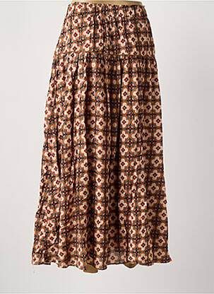 Jupe longue imprimé fantaisie marron MEISÏE femme