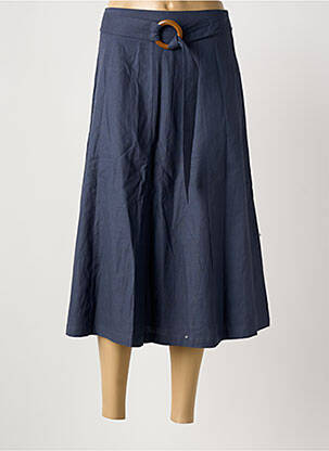 Jupe mi-longue coupe droite bleu MEISÏE femme