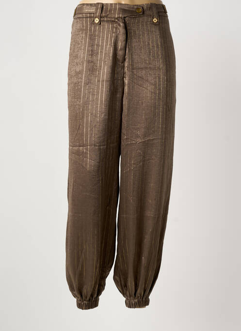 Pantalon droit fermeture zippée sous rabat boutonné taille normale marron MEISÏE femme