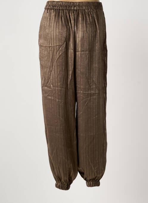 Pantalon droit fermeture zippée sous rabat boutonné taille normale marron MEISÏE femme