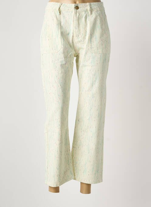 Pantalon 7/8 fermeture zippée sous rabat boutonné taille normale beige MEISÏE femme