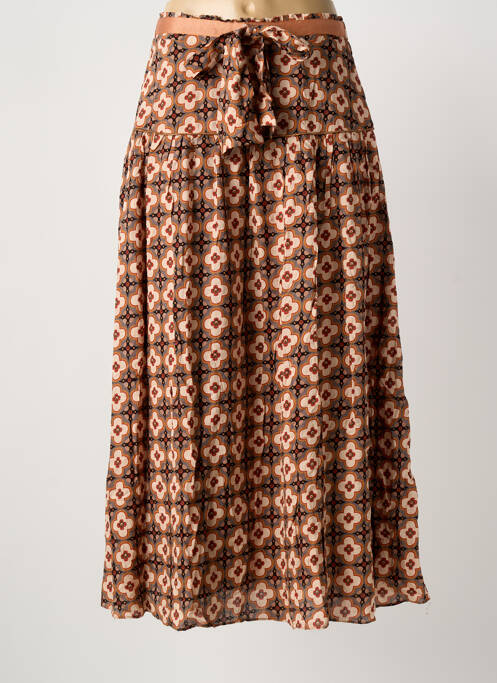 Jupe longue imprimé fantaisie marron MEISÏE femme