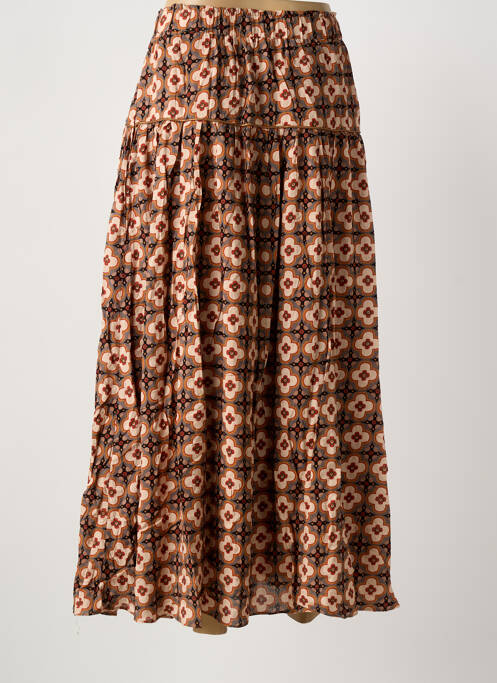 Jupe longue imprimé fantaisie marron MEISÏE femme