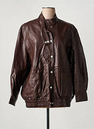 Veste simili cuir fermeture pressionnée marron ARTLOVE femme
