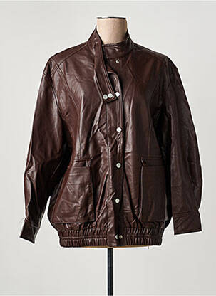 Veste simili cuir fermeture pressionnée marron ARTLOVE femme