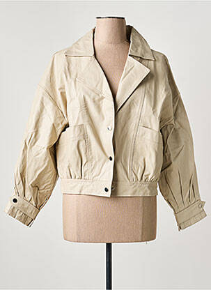 Veste simili cuir fermeture pressionnée beige ARTLOVE femme