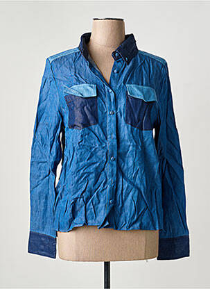 Chemisier coupe cintrée manches longues bleu ARTLOVE femme