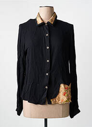 Chemisier tissage crêpe manches longues noir MEISÏE femme
