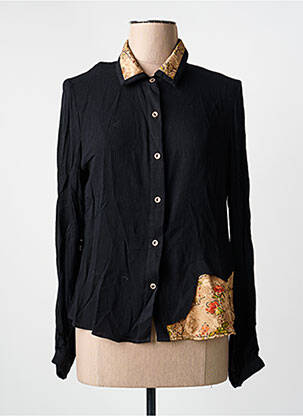 Chemisier tissage crêpe manches longues noir MEISÏE femme