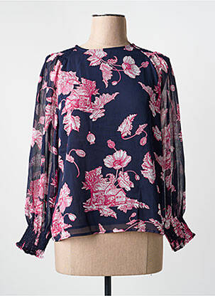 Blouse imprimé fleurs manches longues bleu ARTLOVE femme