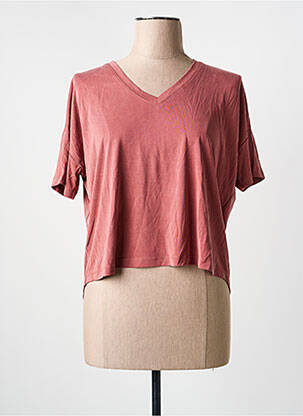 T-shirt col v manches courtes rose fonce ARTLOVE femme