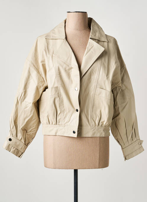 Veste simili cuir fermeture pressionnée beige ARTLOVE femme