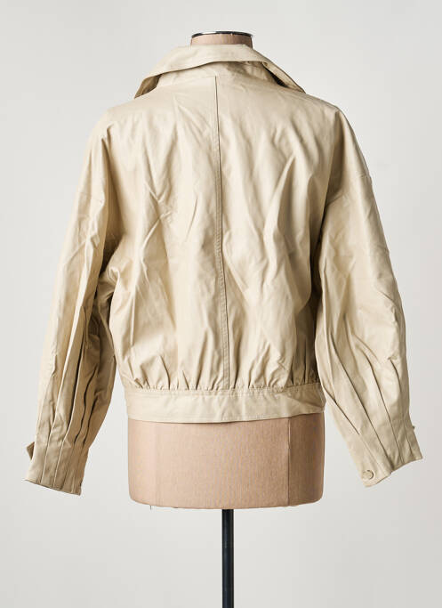 Veste simili cuir fermeture pressionnée beige ARTLOVE femme