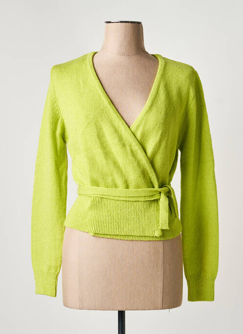 Gilet cache-cœur manches longues vert ARTLOVE femme