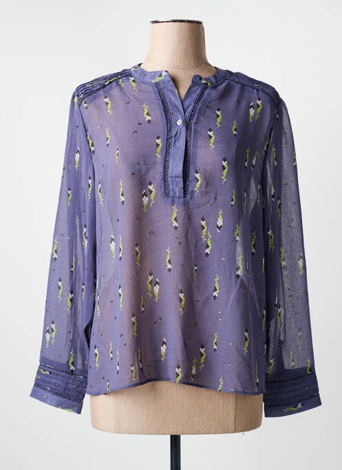 Blouse poignets boutonnés avec fente manches longues bleu MEISÏE femme