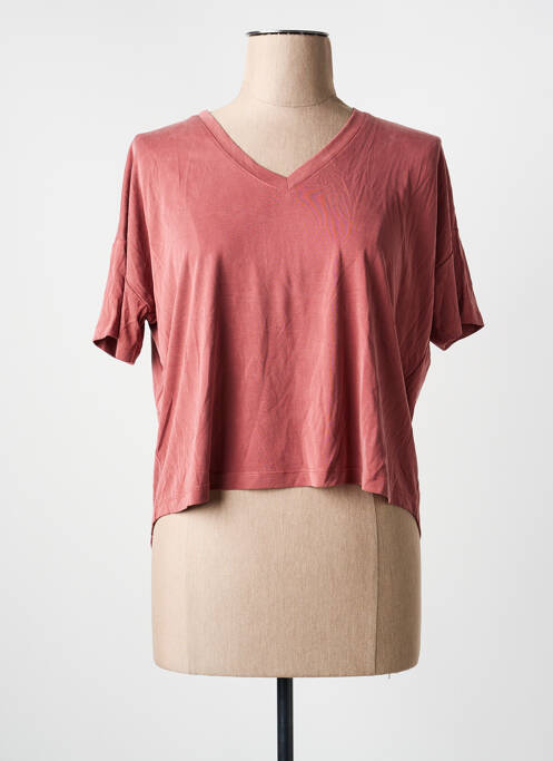 T-shirt col v manches courtes rose fonce ARTLOVE femme