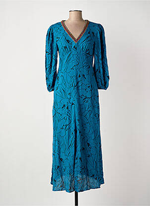 Robe longue manches courtes manches courtes bleu MEISÏE femme