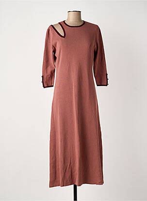 Robe longue coupe cintrée manches 3/4 rose MEISÏE femme