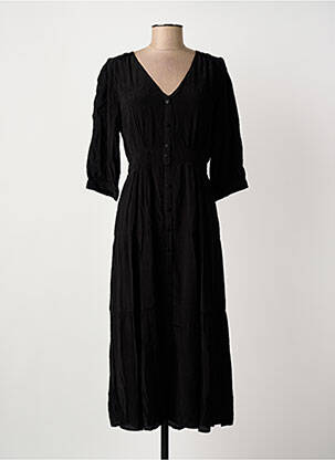Robe longue tissage crêpe manches 3/4 noir ARTLOVE femme