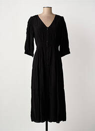 Robe longue tissage crêpe manches 3/4 noir ARTLOVE femme
