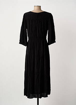 Robe longue tissage crêpe manches 3/4 noir ARTLOVE femme
