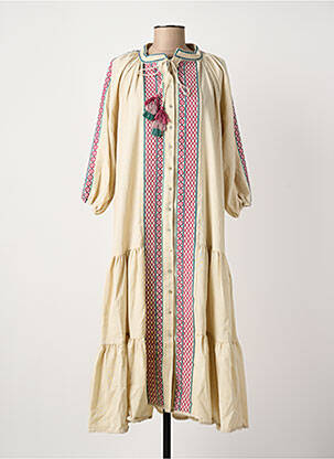 Robe longue coupe évasée manches 3/4 beige MEISÏE femme